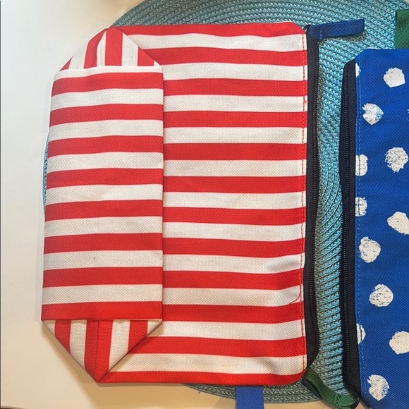 NWT IKEA Red Striped and Blue Polka Dot Cosmetic Pouches Set of 2 Cute Gift Set - Picture 3 of 16